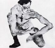 Egon Schiele Squatting male nude with stockings Spain oil painting artist